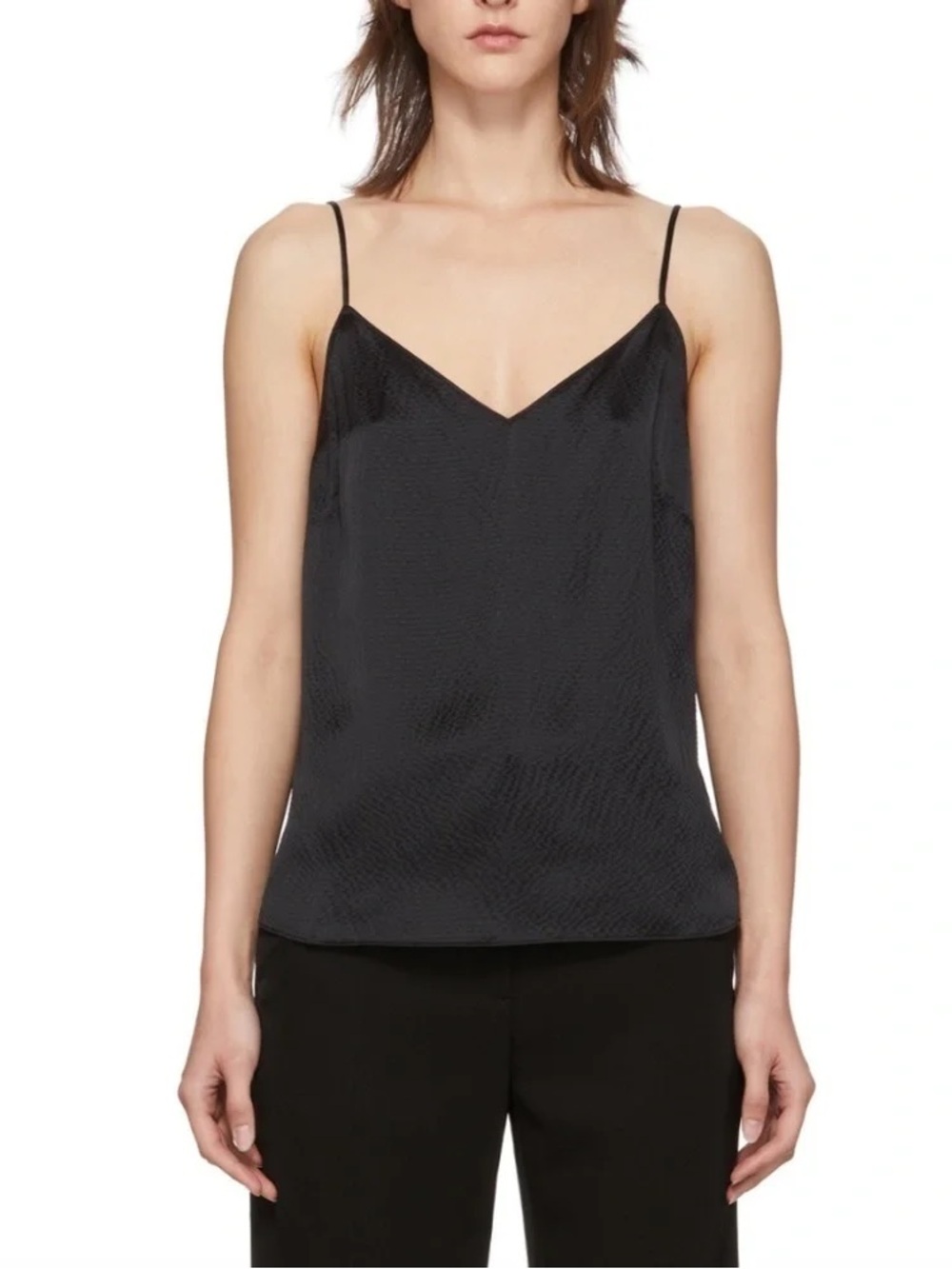 rag & bone Black Textured Satin Camisole